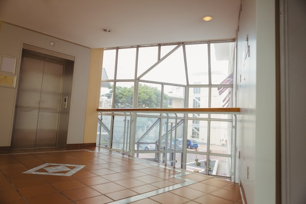 Foyer area with elevator