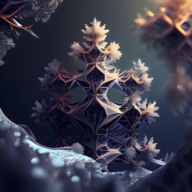 抽象的な幾何学的構成のフラクタル 3 d イラストレーションデジタル アート作品