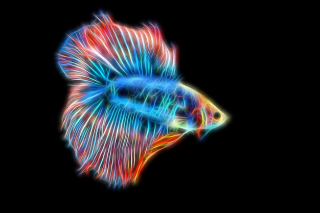 fractal abstract neon betta fish