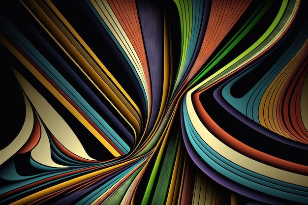 Fractal backdrop in several colors with different colored lines and strips