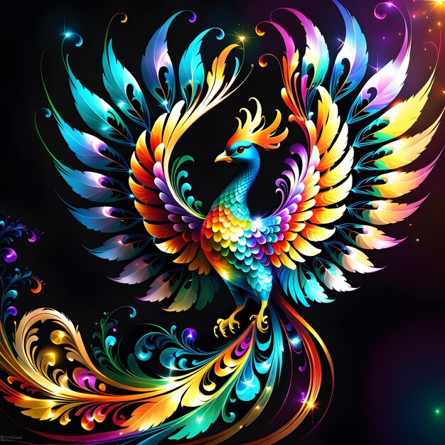 Fractal Color Mystical Phoenix