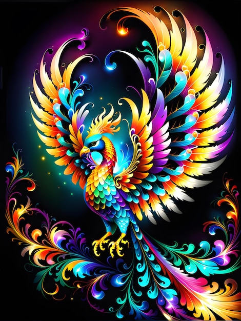 Photo fractal color mystical phoenix