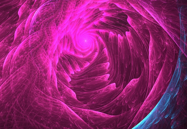 Fractal colored abstract  round curves and lines on black background