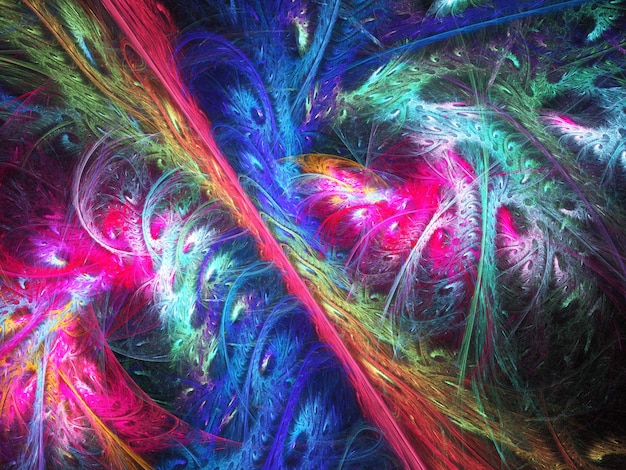 Fractal colorful abstract curves and lines background