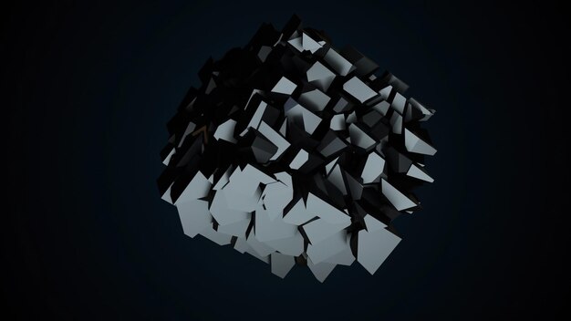 Photo fractal cube with polygonal shapes