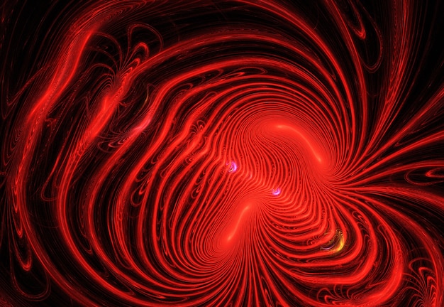 Fractal gekleurde abstracte ronde bochten en lijnen op zwarte achtergrond