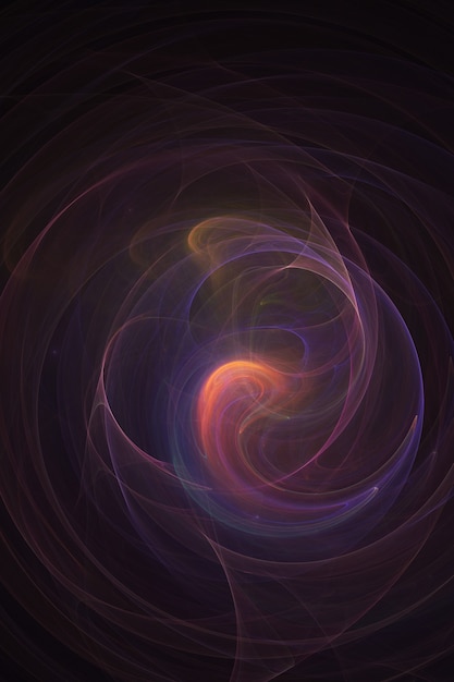 Fractal gekleurde abstracte ronde bochten en lijnen op zwarte backgroundfr