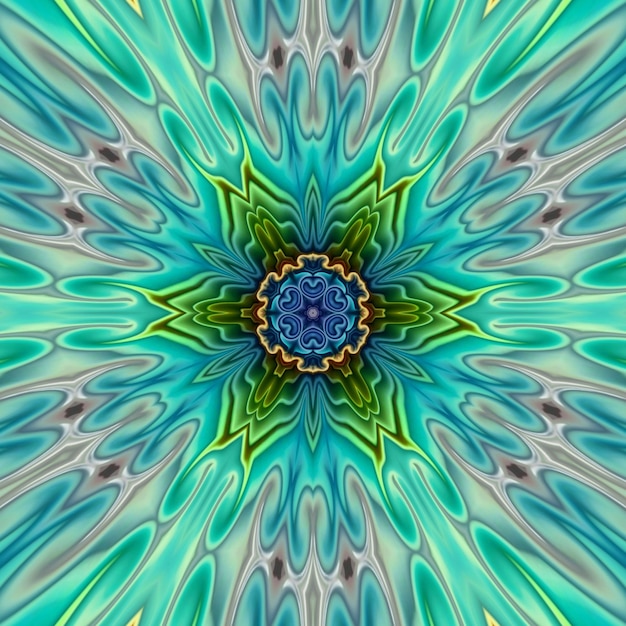 A fractal image of a flower with a blue background.