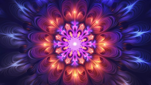 A fractal image of a flower with a purple background.