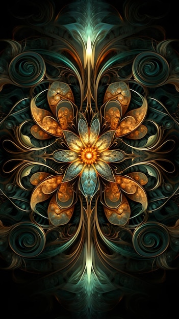 Foto fractal mandala-afbeelding met elkaar verweven ai-gegenereerde afbeeldingen
