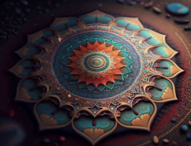 Premium AI Image | Fractal mandala Sacred geometry background created
