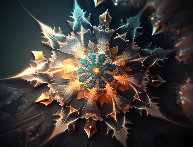 Photo fractal mandala sacred geometry background created with generative ai technology