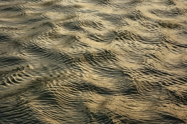 Fractal patterns on the surface of a river with ripples and currents visible