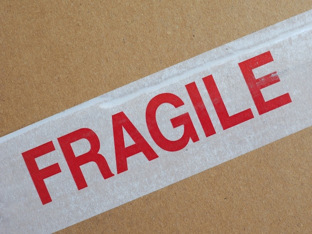 Photo fragile warning sign