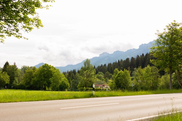 Fragment of asphalt road going to mountain valley