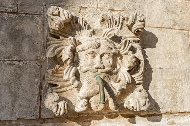 Fragment of Big Onofrio fountain in the Old city of Dubrovnik, Croatia