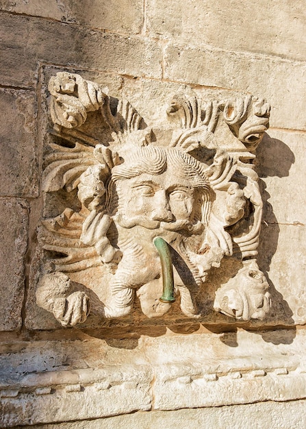 Fragment of Big Onofrio fountain in the Old town of Dubrovnik, Croatia