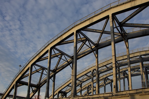 fragment of the construction of arched spans of a group of railway bridges