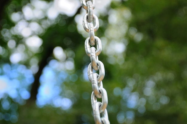 Fragment of links of a chain close up