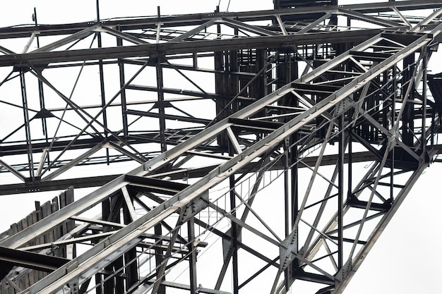 Photo fragment of the metal structure ski jump vertical layout