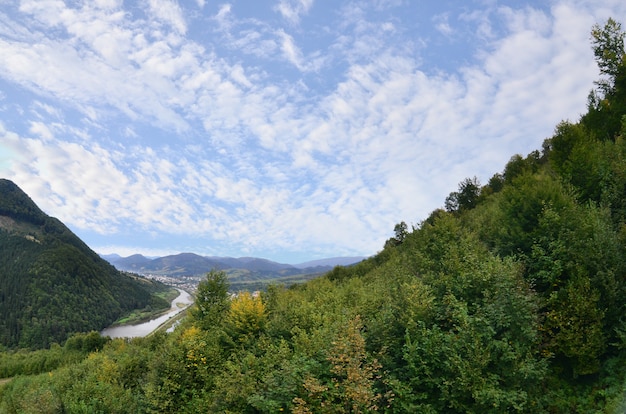 Fragment of the mountainous terrain in the Carpathians