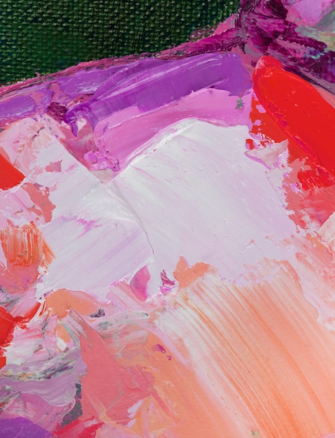 Фрагмент Разноцветная текстурная картина Абстрактное искусство фон холст, масло Грубые мазки краски Крупный план картины маслом и мастихином Высокотекстурированные детали высокого качества