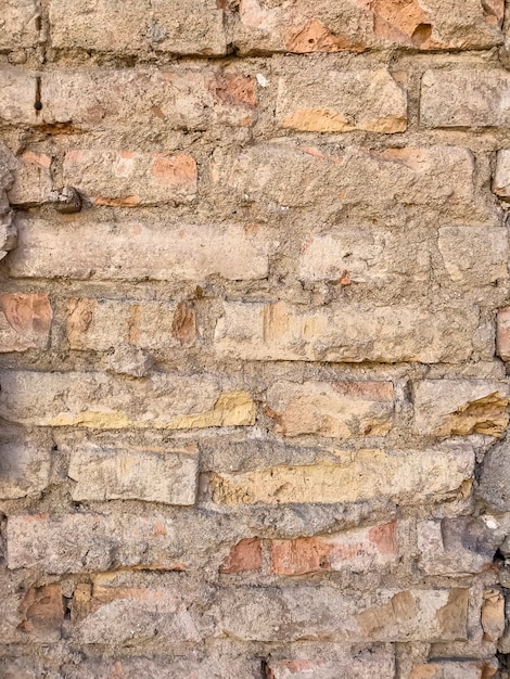 Fragment of an old brick wall. Background, brick texture