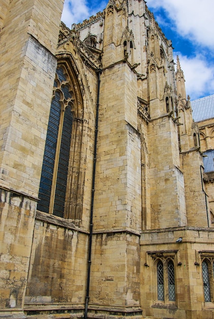 Fragment of York Minster in York in England. It is also called Cathedral and Metropolitical Church of Saint Peter in York.