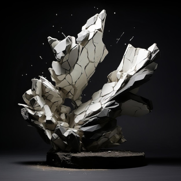 Photo fragmented beauty unveiling the dark drama of abstract hyperrealistic broken marble sculpture