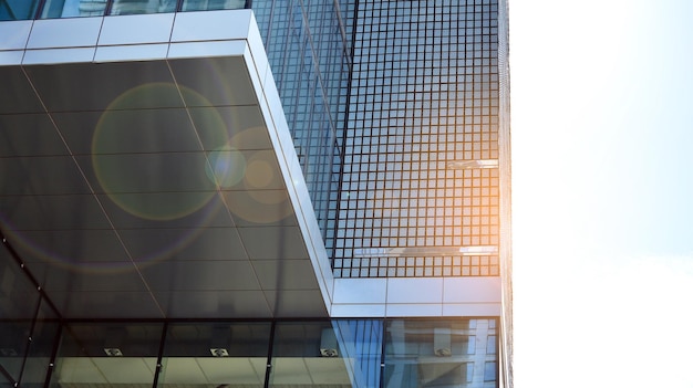 Fragments of building in business district of modern city Highrise office building in downtown