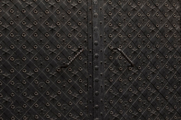 Fragments of old metal door