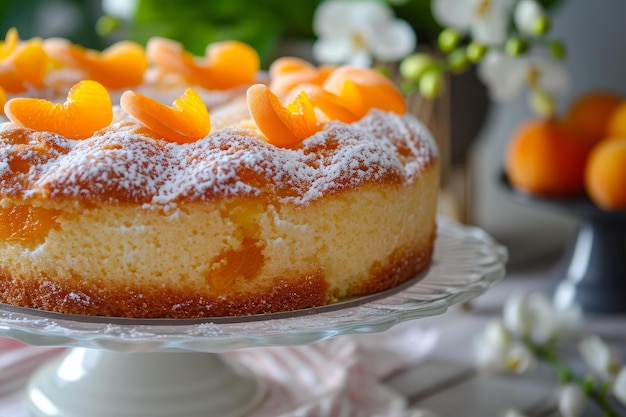 Foto torta di spugna di albicocca profumata generare ia