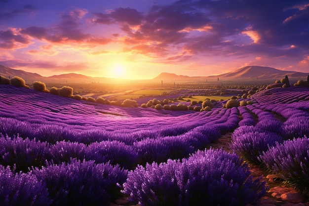 A Fragrant Canvas of Purple Endless Lavender Fields