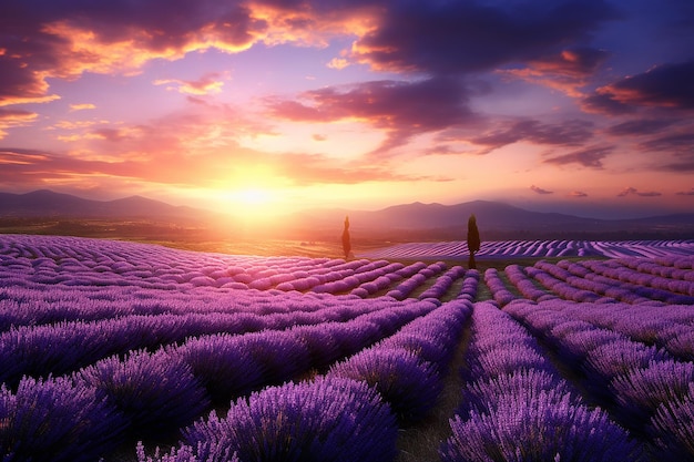 A Fragrant Canvas of Purple Endless Lavender Fields