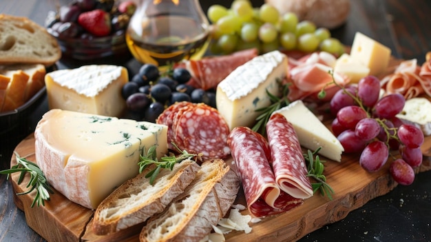 A fragrant cheese and charerie board crafted with local cheeses and cured meats accompanied by