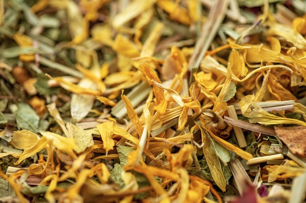 Fragrant dry herbal tea leaves