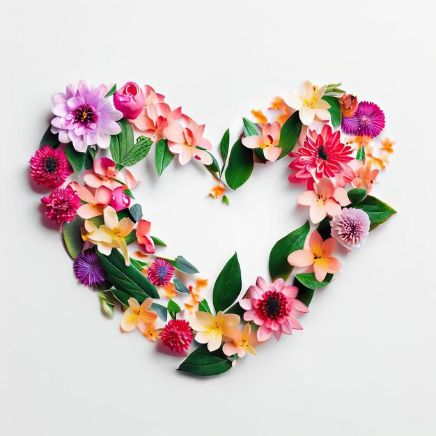 Fragrant Flowers Heart Illustration Generative AI