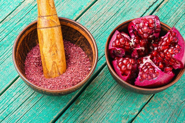 Fragrant spice made from pomegranate,Turkish seasoning.Crushed dried condiment