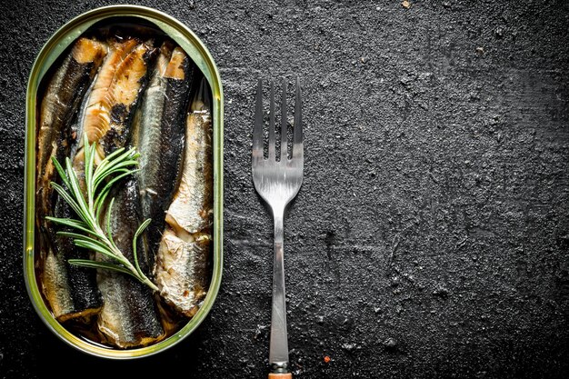 Fragrant sprats in a tin can