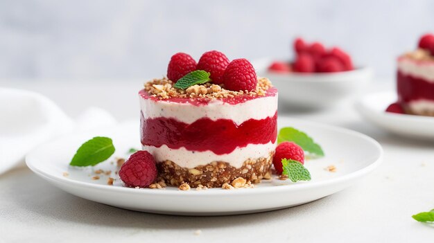 Frambozen NoBake Minicake met Crumble