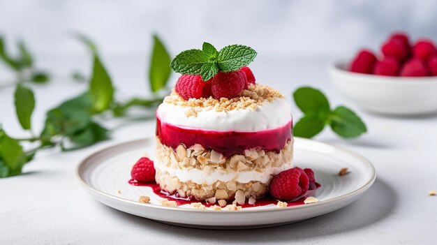 Frambozen NoBake Minicake met Crumble