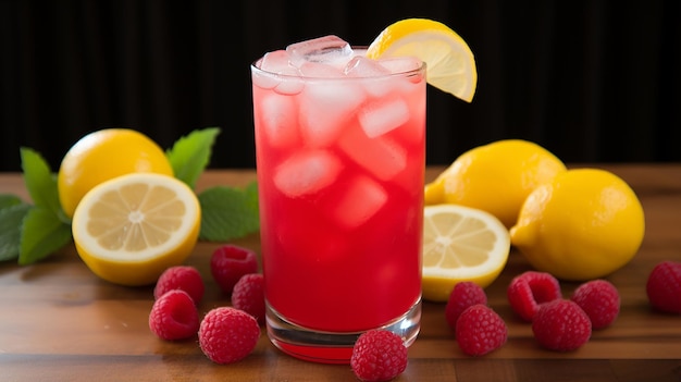frambozen perzik limonade frisse zomerdrankjes met een mix van frisse limonade met schijfjes citroen