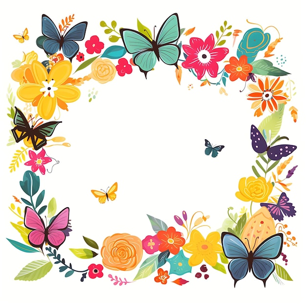 Фото Рамка абстрактные геометрические каракули рамка с цветами, листьями и b креативные каракули декоративные