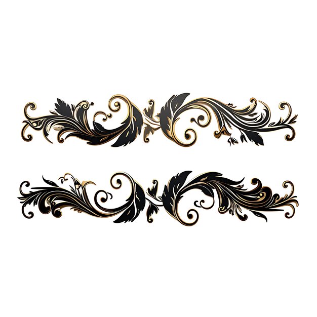 Foto quadro di eleganza barocca opulente cornice nera con intricata scrollwo flat 2d clipart decoration