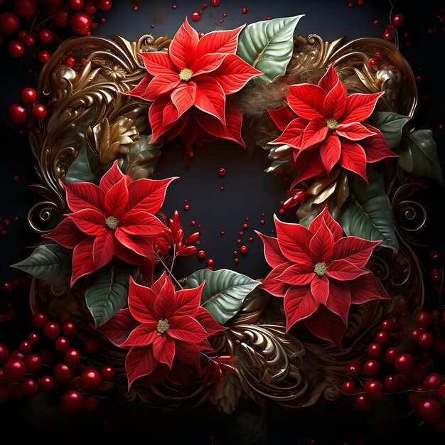 Frame of Blooming Poinsettias Capturing the Elegance and Bea Chirstmas Decorations Concept Ideas