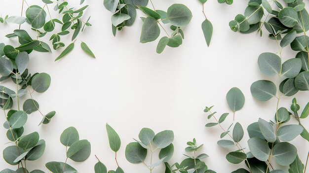 frame border made of fresh eucalyptus with long leaves