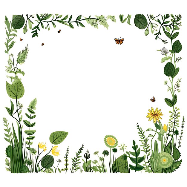 Foto frame botanische krabbels rechthoekig frame met bladeren bloemen een creatieve krabbels decoratief