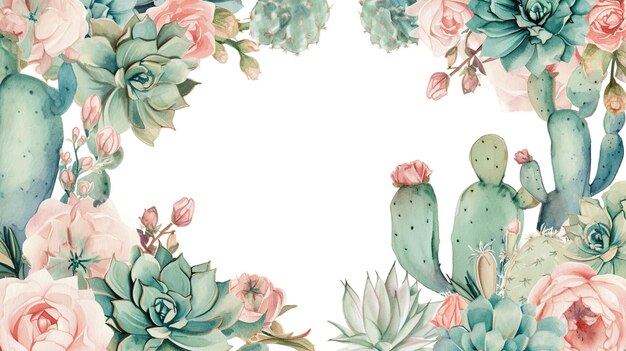 Foto una cornice di cactus e cactus con le parole fiori