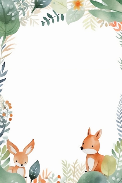 A frame for a card with a fox and a fox.