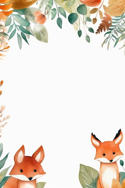 A frame for a card with a fox and a fox.